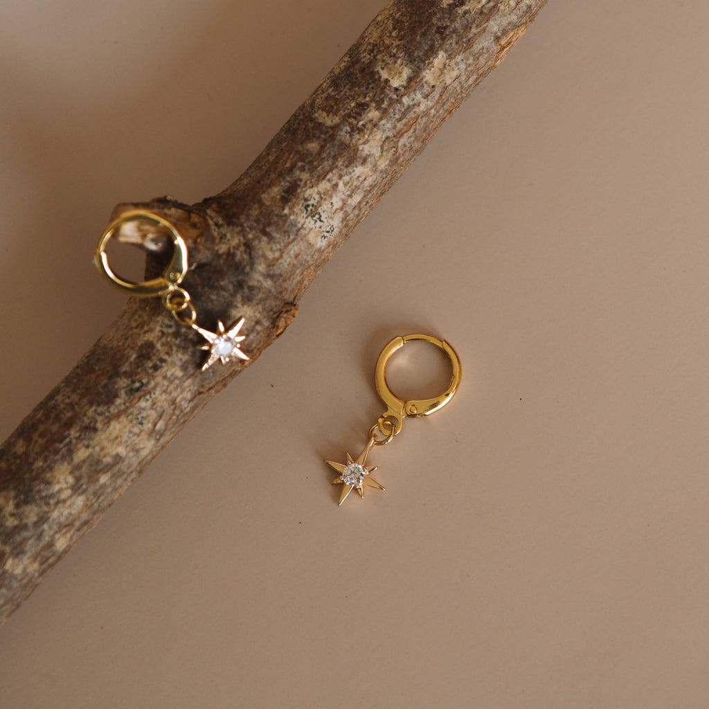 CELESTE 18k gold star charm earrings