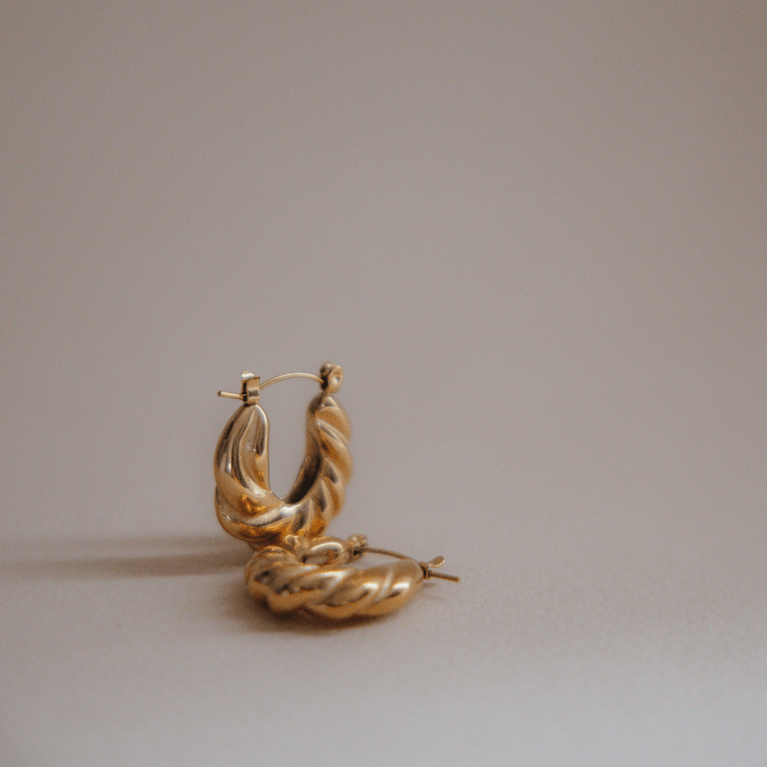 Katherine Plaited Hoop Earrings – Gold Textured Hoops | The Jewellery Edit