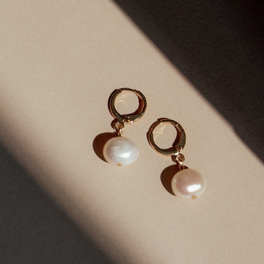 Molly Pearl Earrings – Classic Gold Hoops with Pearls | The Jewellery Edit