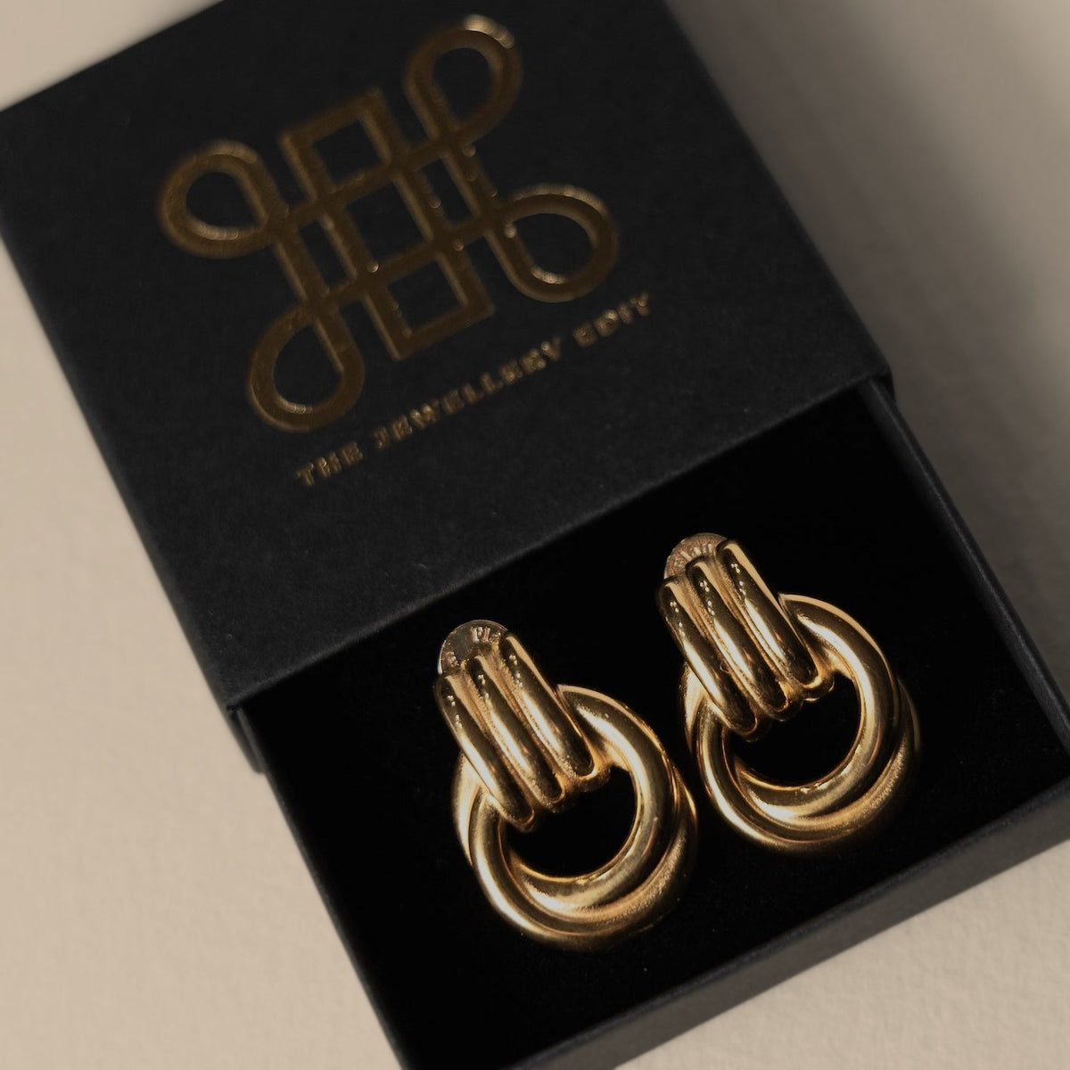 Bonnie oversized knot studs in a The Jewellery Edit gift box