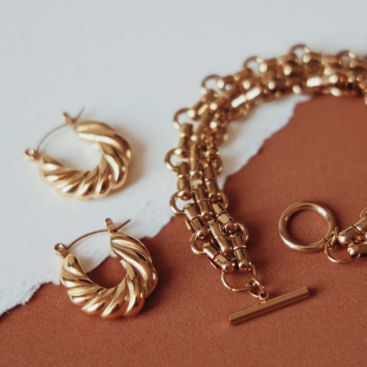 Katherine plaited gold hoop earrings