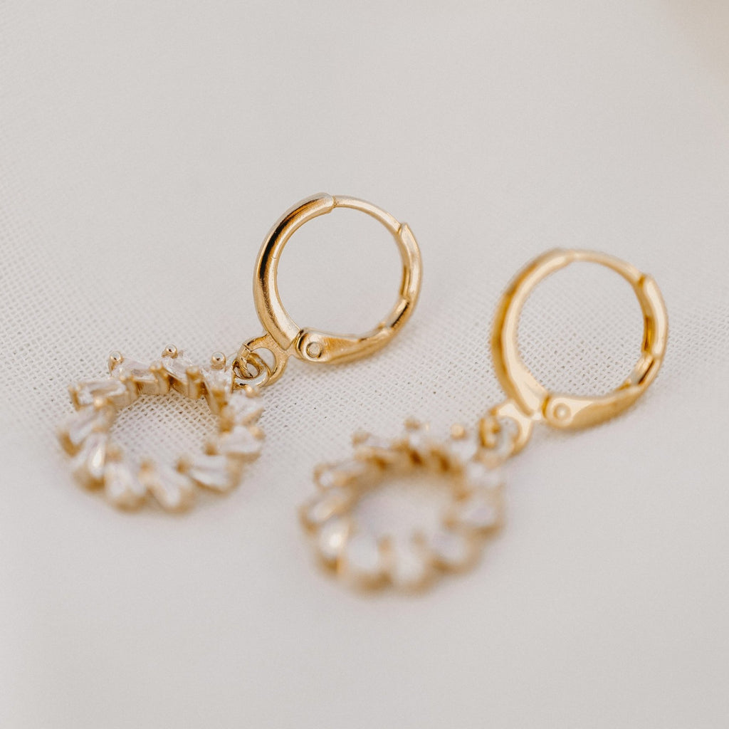 Close-up of the Lucy earrings showing the hinged hoop